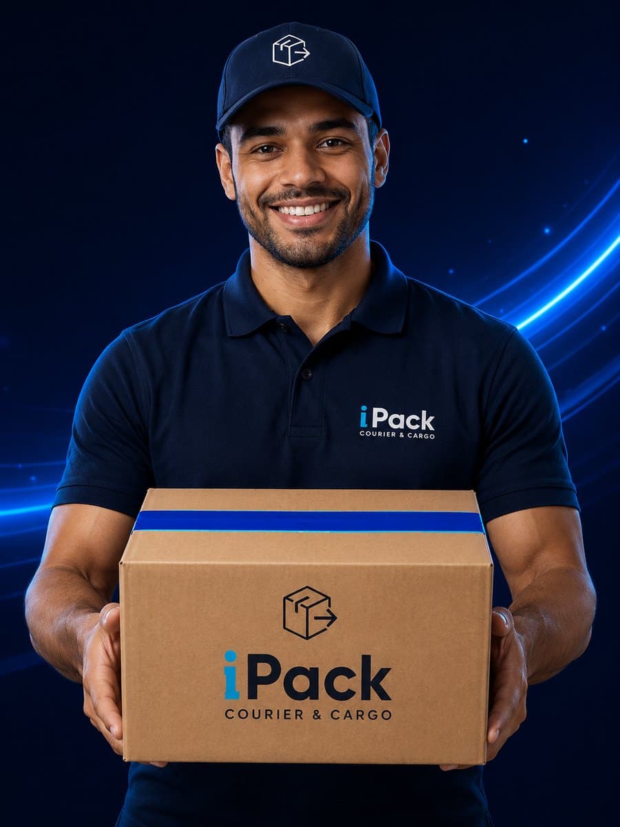 Mensajero iPack entregando un paquete