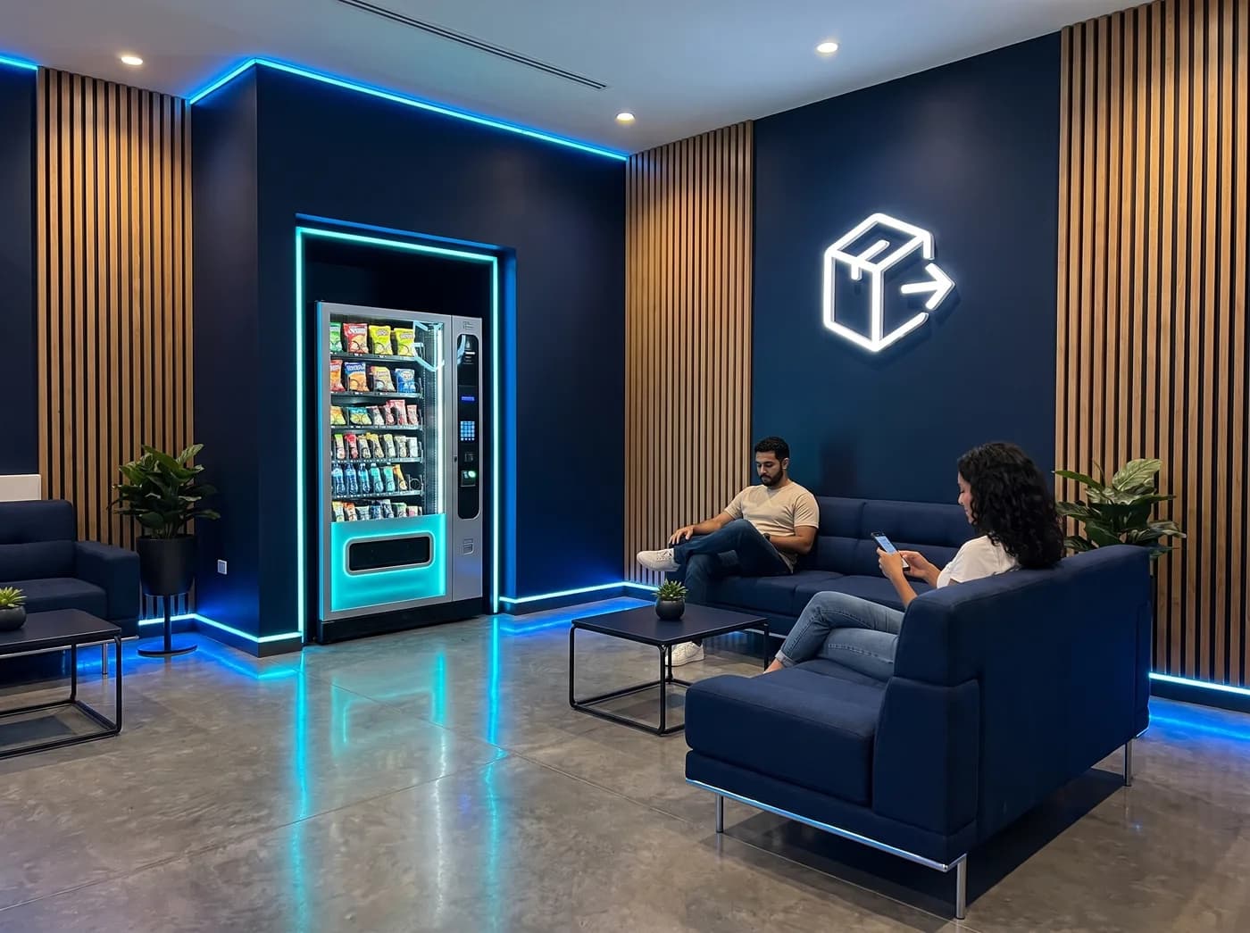 Máquina de vending en la sala de espera de una sucursal iPack